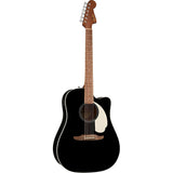 Fender California Standard Redondo CE Spruce Top Pickguard Black Bundle with Fender Celluloid Guitar Picks, Color Medley Medium 12-Pack, Fender Logo Guitar Strap 2in Logo, Fender Original Tuner Black