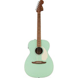 Fender California Standard Monterey E Spruce Top Ivory Surf Green Bundle with Fender Celluloid Guitar Picks, Color Medley Medium 12-Pack, Fender Logo Guitar Strap 2in Logo, Fender Original Tuner Black