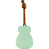 Fender California Standard Monterey E Spruce Top Ivory Surf Green Bundle with Fender Celluloid Guitar Picks, Color Medley Medium 12-Pack, Fender Logo Guitar Strap 2in Logo, Fender Original Tuner Black