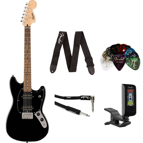 Fender Squier Sonic Mustang HH Electric Guitar, Black, Laurel Fingerboard