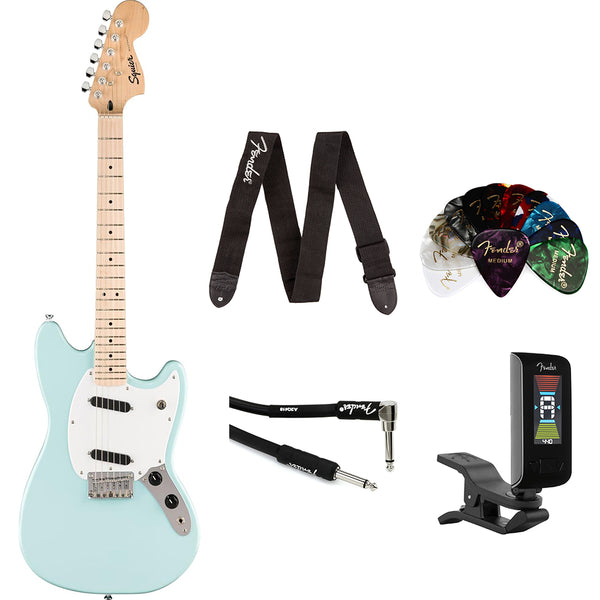 Squier Sonic Mustang Electric Guitar, Daphne Blue, Maple Fingerboard
