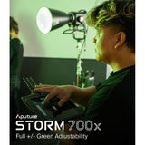 Aputure Storm 700x Video Light,700W Compact COB Light DMX/APP Control 0.1-100% Stepless Dimming CRI/TLCI 95+ CCT 2,500K-10,000K IP65 for Studio Photography,Film,YouTube,Key Light (Storm 700x)