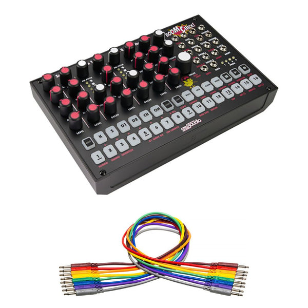 Cre8audio Boom Chick Pure Analog Drum Machine Bundle with Hosa Technology Set of 8 Unbalanced Patch Cables 3.5mm TS to Same (3')