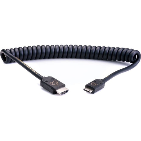 ATOMOS ATOMFLEX PRO HDMI Coiled Cable (Mini to Full 40cm) HDMI 2.0 Compatible Cable ATOM4K60C4