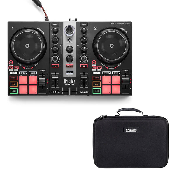 Hercules DJControl Inpulse 200 MK2 - Compact DJ Controller Bundle with Headliner Pro-Fit Case for Hercules Inpulse 200 MK2