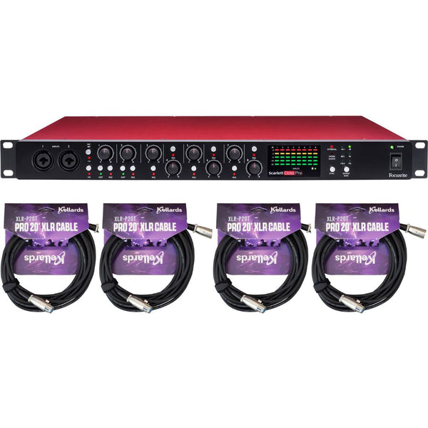 Focusrite Scarlett OctoPre Rackmount 8-Channel Microphone Preamp Bundle with Kellards XLR-P20T Pro 20 ft XLR Microphone Cable (4 Pack)