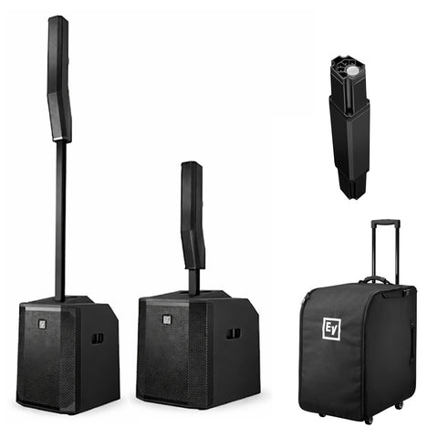 Electro-Voice EVOLVE 50 Portable 1000W Bluetooth-Enabled Subwoofer Bundle with Electro-Voice Short Column Speaker Pole for EVOLVE 50, Electro-Voice EVOLVE 50 Rolling Soft Case for Evolve 50 Subwoofer
