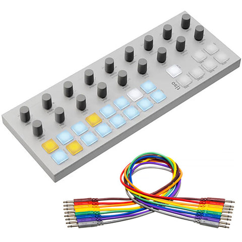 Torso Electronics T-1 Algorithmic Sequencer (White) Bundle with Hosa Technology Set of 8 Unbalanced Patch Cables 3.5mm TS to Same (3')