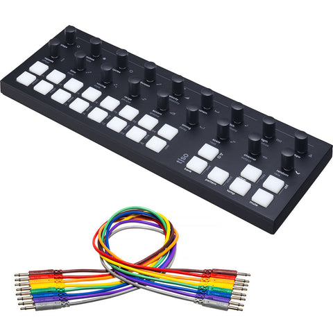 Torso Electronics T-1 16-Track Algorithmic Desktop Sequencer Bundle with Hosa Technology Set of 8 Unbalanced Patch Cables 3.5mm TS to Same (3')