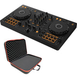 Pioneer DJ DDJ-FLX4 Portable 2-Channel rekordbox DJ and Serato Controller (Graphite) Bundle with ProX ZeroG Hard-Shell DJ Controller Bag with EVA Lining (Small)