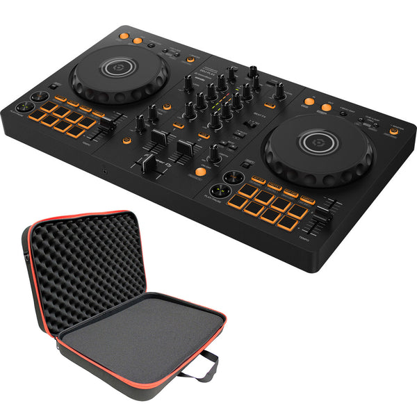 Pioneer DJ DDJ-FLX4 Portable 2-Channel rekordbox DJ and Serato Controller (Graphite) Bundle with ProX ZeroG Hard-Shell DJ Controller Bag with EVA Lining (Small)