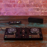 Pioneer DJ AlphaTheta DDJ-FLX2 DJ Controller for rekordbox, Serato DJ Lite, and djay Bundle with Headliner Covina DJ Controller Stand