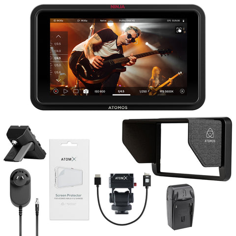 Atomos Ninja RAW: ProRes/ProRes RAW monitor-recorder with camera control for HDMI & mirrorless cameras Bundle with Atomos Creator Accessory for 5" Monitors and Watson Compact AC/DC Charger