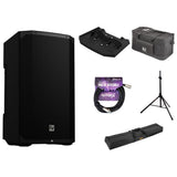 Electro-Voice EVERSE 12 Weatherized Battery-Powered Loudspeaker with Bluetooth Audio and Control (Black) Bundle with Tray, Duffle Bag, Speaker Stand, Stand Bag, and XLR Cable