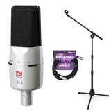 sE Electronics X1 A Medium-Diaphragm Cardioid Condenser Microphone (White 25th Anniversary Edition) Bundle with Kellards XLR-P20T Pro 20' XLR Microphone Cable and Microphone Stand with Boom