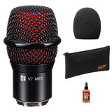 sE Electronics V7 MC1 Supercardioid Dynamic Microphone Capsule for Shure Wireless Handheld Transmitters (Black) Bundle with WHF-158 Foam Windscreen (Black), Zippered Pouch and Mic Cleaning Spray