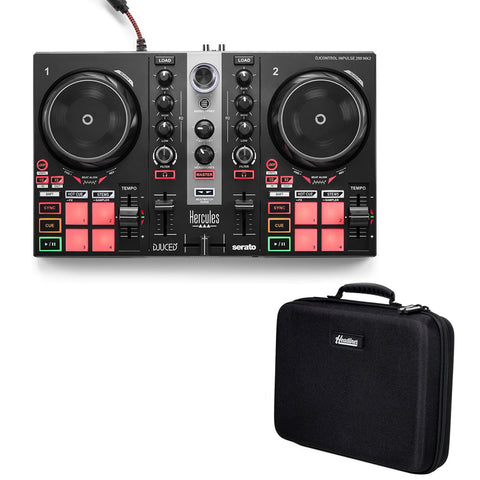 Hercules DJControl Inpulse 200 MK2 - Compact DJ Controller Bundle with Headliner Lightweight Molded EVA Hardshell Pro-Fit Case