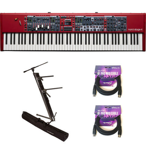 Mother Mantis: Nord Stage 4 88-Key Fully-Weighted Keyboard Bundle with Ultimate Support APEX AX-48 Pro Plus Portable Column Keyboard Stand and Kellards MID-P10T Pro MIDI to MIDI Cable 10' (Pair) Nord