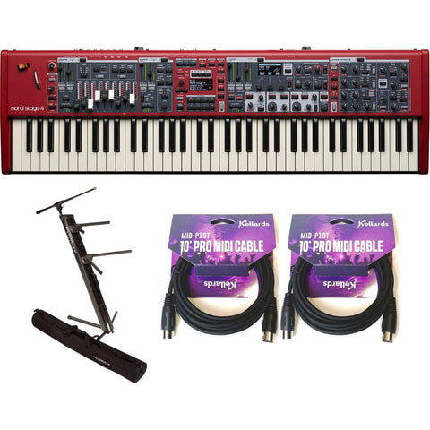 Nord Stage 4 Compact 73-Key Semi-Weighted Keyboard Bundle with Ultimate Support APEX AX-48 Pro Plus Portable Column Keyboard Stand, Kellards MID-P10T Pro MIDI to MIDI Cable 10 Feet (2 Pack)