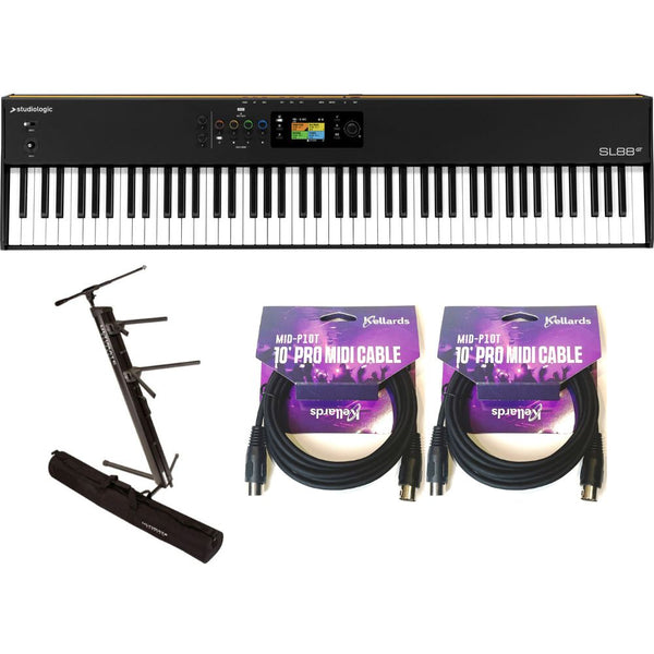StudioLogic SL88 GT 88-Note Controller Keyboard with TP/400 Bundle with Ultimate Support APEX AX-48 Pro Plus Portable Column Keyboard Stand, Kellards MID-P10T Pro MIDI to MIDI Cable 10 Feet (2 Pack)