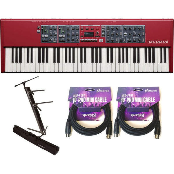 Nord Piano 6 73-key Stage Piano Bundle with Ultimate Support APEX AX-48 Pro Plus Portable Column Keyboard Stand, Kellards MID-P10T Pro MIDI to MIDI Cable 10 Feet (2 Pack)