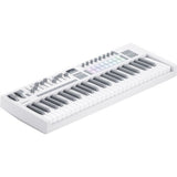 Novation Launchkey 49 MK4 USB MIDI Keyboard Controller (White, 49 Keys) Bundle with Closed-Back Studio Monitor Headphones, Keyboard Dust Cover, MIDI Cable 10' and FP-P1L Universal Sustain Pedal