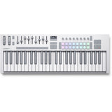Novation Launchkey 49 MK4 USB MIDI Keyboard Controller (White, 49 Keys) Bundle with Closed-Back Studio Monitor Headphones, Keyboard Dust Cover, MIDI Cable 10' and FP-P1L Universal Sustain Pedal