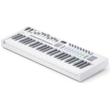 Novation Launchkey 49 MK4 USB MIDI Keyboard Controller (White, 49 Keys) Bundle with Closed-Back Studio Monitor Headphones, Keyboard Dust Cover, MIDI Cable 10' and FP-P1L Universal Sustain Pedal