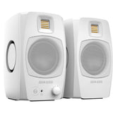 Adam  Audio D3V Active Desktop Monitoring System (White) Bundle with Auray IP-S Isolation Pad for Studio Monitor (Pair) and Comprehensive 3.5mm Stereo Male to Male Cable (6')