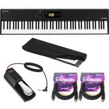 StudioLogic SL88 MK2 88-Key MIDI Controller Hammer Bundle with Kaces KKC-LG Stretchy Keyboard Dust Cover, Kellards MID-P10T Pro MIDI to MIDI Cable 10 Feet (2 Pack), Auray FP-P1L Universal Piano-Style