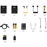 Deity Microphones Theos Digital 2-Person Wireless Lavalier Microphone System for Camera, Omni Lav Mics, Dual TX + RX Kit, with Goby Labs Microphone Cleaning Spray Bundle