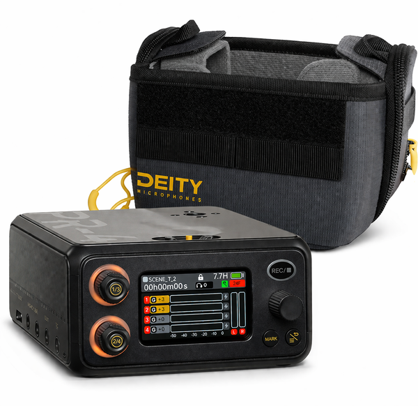 Deity PR-4 Portable 32-Bit Float Field Recorder (4 Input / 6 Track Audio Recorder) with Deity Microphones Mini Field Audio Bag Bundle