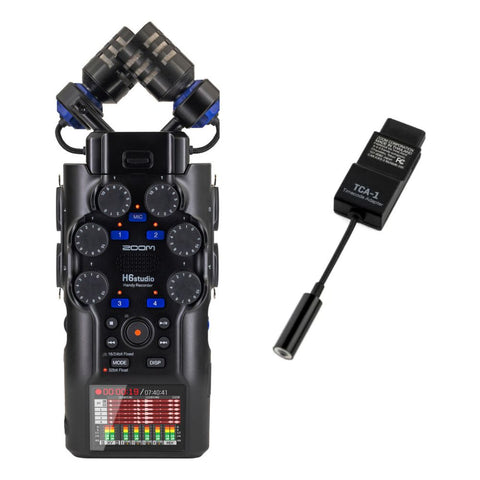 Zoom H6studio 6-Track Handy Recorder with 32-Bit Float Recording Bundle with Zoom TCA-1 Timecode Adapter