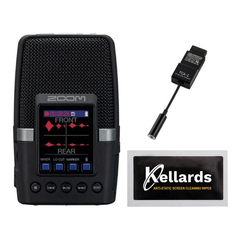 Zoom H2 essential Multi-Mic Handy Recorder ( ZH2E ) Bundle with Zoom TCA-1 Timecode Adapter, Screen cleaning cloth (5-Pack)
