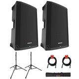 Mackie Thump12v4 12" Professional Powered Loudspeaker Pair Bundle with SS-47S-PB Deluxe Adjustable Steel Tripod Speaker Stands, Carrying Case, and XLR Cable (Pair)