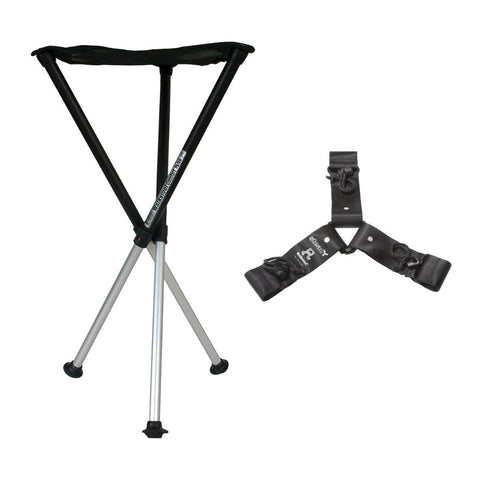 Walkstool Comfort 75cm/30in Fold-up Hiking Stool with Case Bundle with Walkstool - Reinforcement Strap Steady - Featable with Camping Stool Comfort Models - Black Color - OneSize