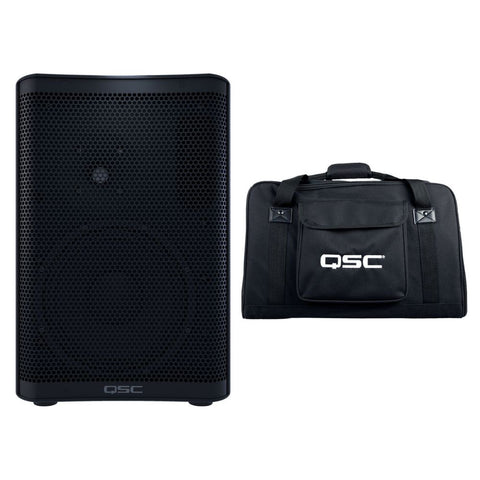 QSC CP8 Two-Way 8" 1000W Compact Powered Loudspeaker with DSP Bundle with QSC Tote for the CP8 Compact Powered Loudspeaker
