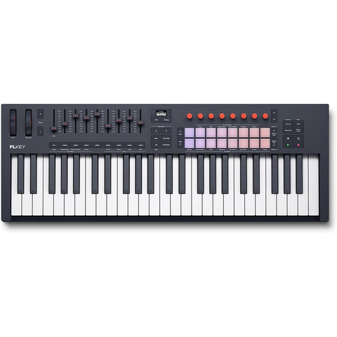 Novation FLkey 2 49 — 49-Key MIDI Controller Keyboard for FL Studio. Make Beats with Semi-Weighted Keys, USB, Pitch & Mod Wheels, 16 Drum Pads, and Arpeggiator — Inc. 6 Months of FL Studio