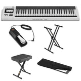EXPRESSIVE E Osmose CE Advanced MPE MIDI Controller 61-Key Bundle with Auray FP-P1L Piano-Style Sustain Pedal, Auray Keyboard Stand, Auray PBS-17 X-Style Piano Bench, Kaces KKC-MD Keyboard Dust Cover