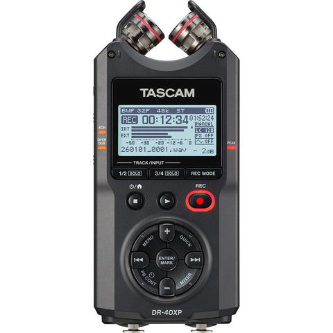 Mother Mantis: TASCAM DR-40XP 4-Channel 32-Bit-Float Portable Field Recorder with USB-C Interface and Adjustable Mics Tascam