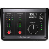 Solid State Logic SSL 1 2x2 USB-C Audio Interface Bundle with Pop Filter, Kellards XLR-P20T Pro 20 ft XLR Microphone Cable, Polsen HPC-A30 Closed-Back Studio Monitor Headphones