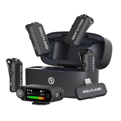 Hollyland Lark MAX 2 Combo-4 Person Version, Wireless Lavalier Microphone, Tailored for Multi-Person Shooting Scenarios, Microphone for Camera/iPhone/Android (4TX + 2RX+ Charging Case)