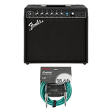 Fender Mustang LTX50, 120V Bundle with Fender Contour Instrument Cable, Guitar Cable, Guitar Accessories, Straight/Straight, Sherwood Green, 18.6 ft
