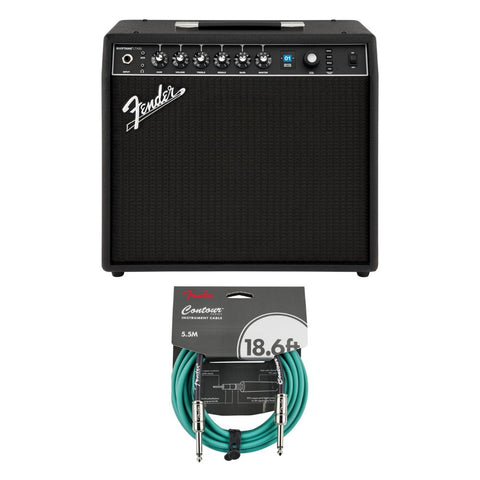 Fender Mustang LTX50, 120V Bundle with Fender Contour Instrument Cable, Guitar Cable, Guitar Accessories, Straight/Straight, Sherwood Green, 18.6 ft