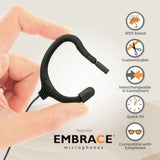 Point Source Audio EO-8WL EMBRACE Omnidirectional Earmount Lavalier Microphone with TA4F X-Connector for Shure and Line 6 Wireless Transmitters (Black)