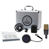 AKG Pro Audio C414 XLII Vocal Condenser Microphone, Multipattern Bundle with AKG K240 MKII Professional Semi-Open Stereo Headphones, Auray TT-ISO Isolating Desktop Microphone Stand
