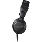 Technics Professional DJ Headphones with 40mm CCAW Voice Coil Drivers, 270° Swivel Housing and Locking Detachable Cord; Lightweight, Foldable High Input - EAH-DJ1200-K (Black)