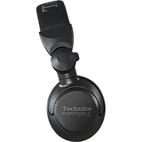 Technics Professional DJ Headphones with 40mm CCAW Voice Coil Drivers, 270° Swivel Housing and Locking Detachable Cord; Lightweight, Foldable High Input - EAH-DJ1200-K (Black)