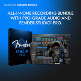 Fender Quantum LT 2 2x2 USB-C Audio Interface Creator Bundle with Kellards Stand, Pop Filter, Auray Holder, Polsen Headphones, Polsen M-85 Dynamic Mic & 20ft XLR Cable