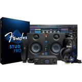 Fender Quantum LT 2 2x2 USB-C Audio Interface Complete Bundle with Kellards Stand, Pop Filter, Auray Holder, Polsen Headphones, Polsen M-85 Dynamic Mic & 20ft XLR Cable